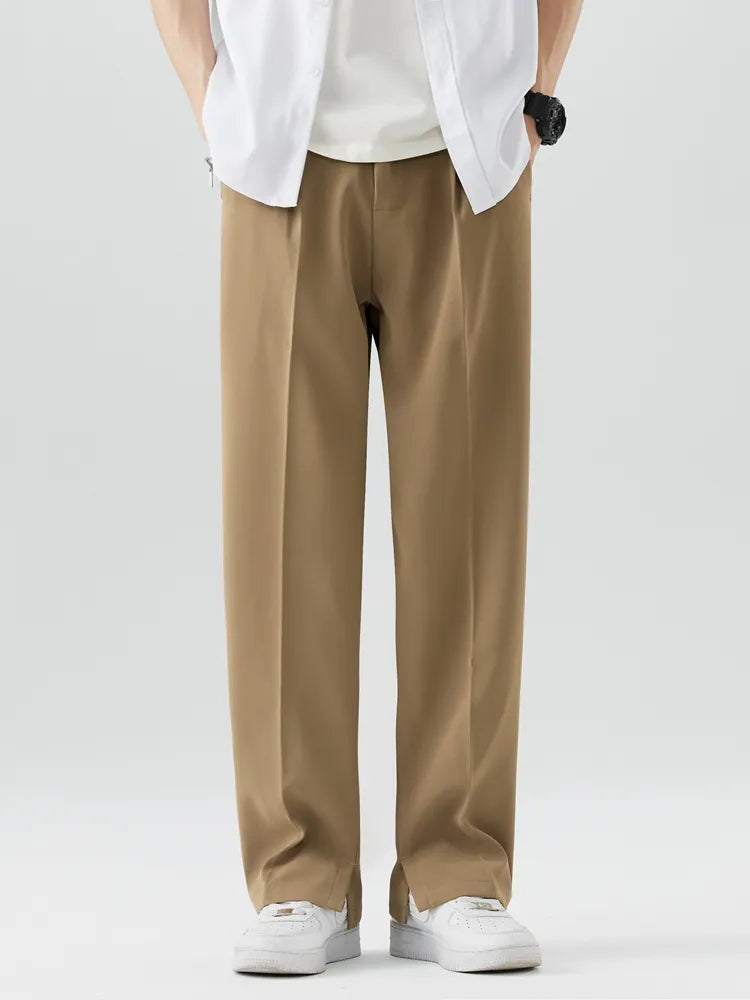 Men's Straight Leg Trousers Relaxed Fit Soft Fabric Full Length - VibreMode