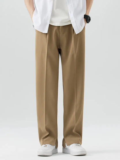 Men's Straight Leg Trousers Relaxed Fit Soft Fabric Full Length - VibreMode