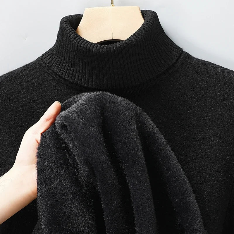 Men's Turtleneck Sweater Ribbed Hem