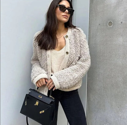 Women's Teddy Fleece Jacket Soft Button Front Casual