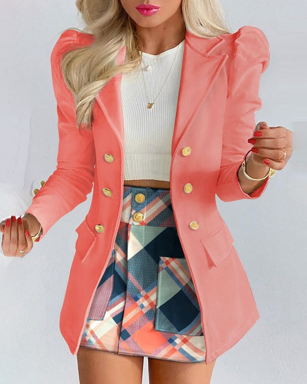 Chic Women's Suit Jacket and Skirt Set