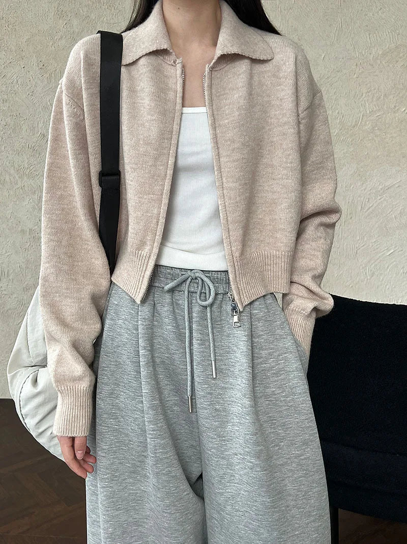 Women's Double Zip Knit Cardigan - VibreMode
