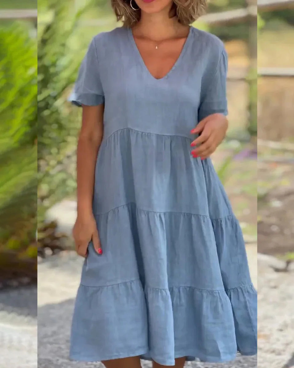 Layered V Neck Summer Dress