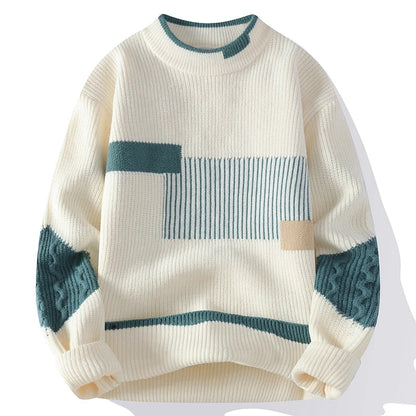 Men's Color Block Crew Neck Sweater - VibreMode
