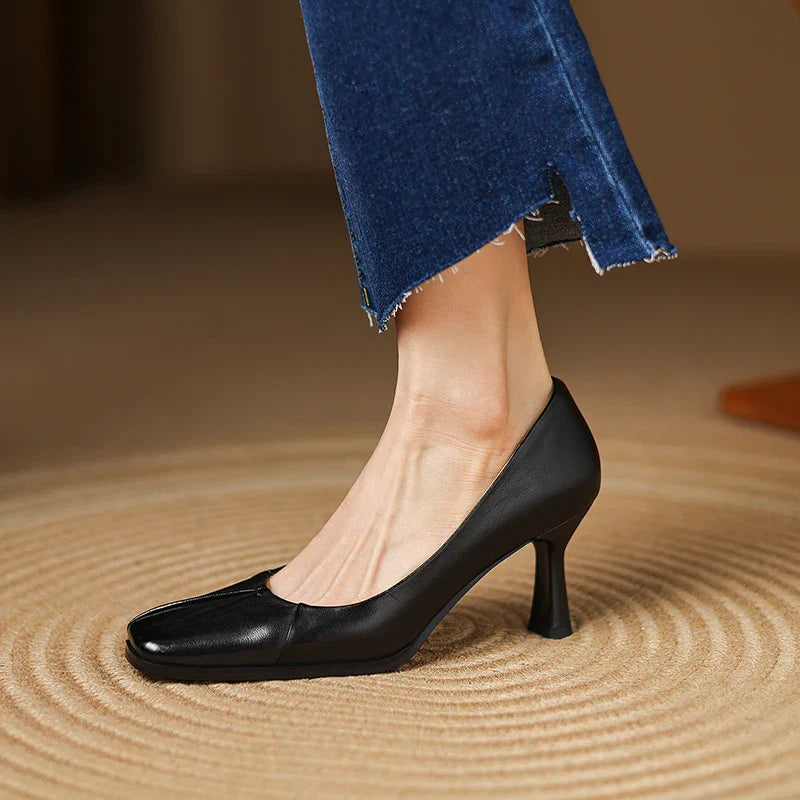 Brown Real Leather High Heels