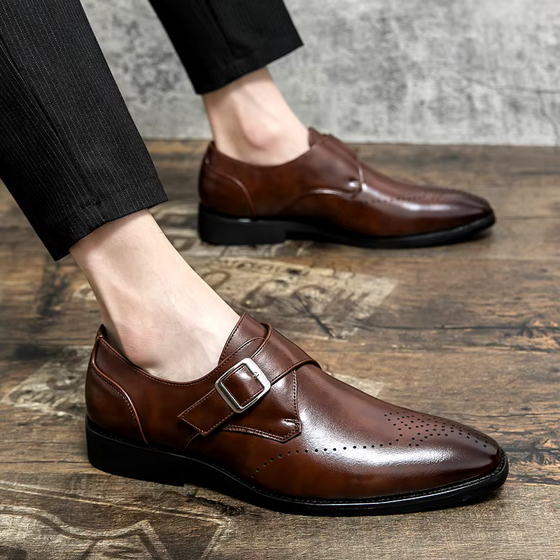 Men's Single Strap Buckle Dress Shoes