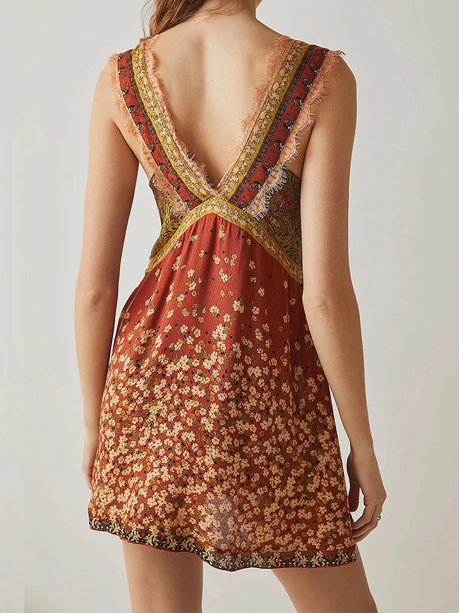 Chic Floral Ruffle Mini Summer Dress