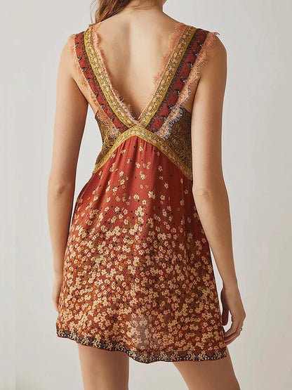 Chic Floral Ruffle Mini Summer Dress
