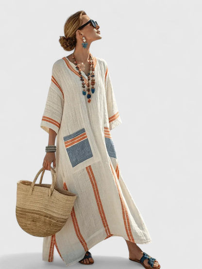 Relaxed Fit V Neck Maxi Dress for Women