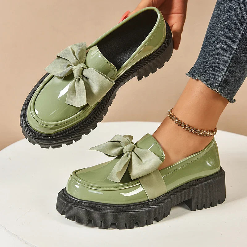 Comfortable Ladies Bow Detail Loafers Shoes