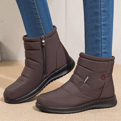 Women's Quilted Ankle Boots Fur Lining Non-Slip Sole Black