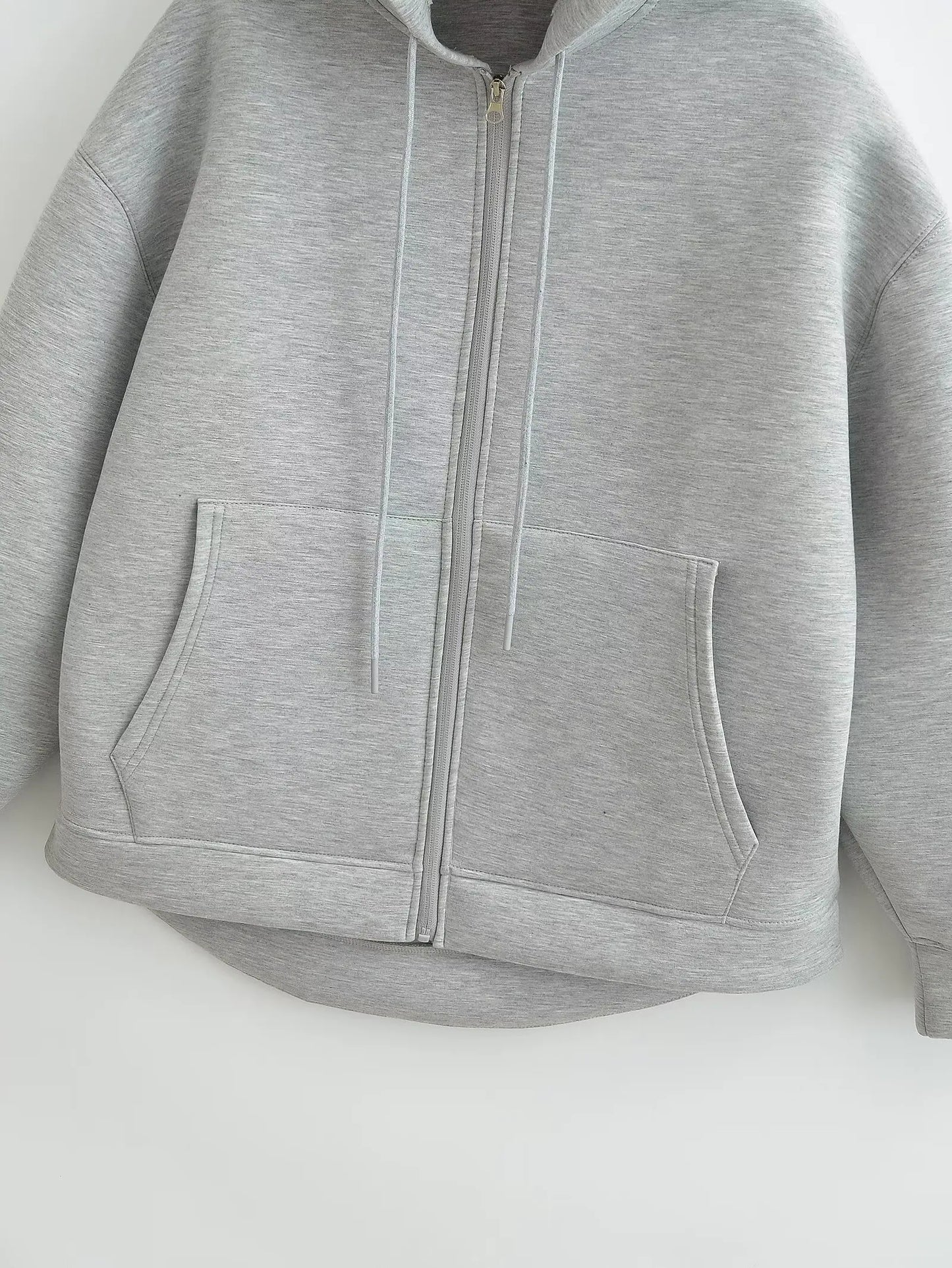 Women's Oversized Zip Hoodie Cotton Casual Grey
