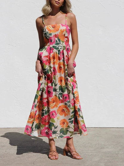 Elegant Floral Off Shoulder Maxi Dress