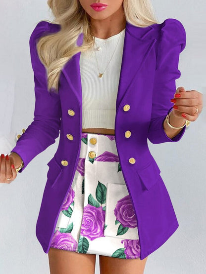 Chic Women's Suit Jacket and Skirt Set - VibreMode