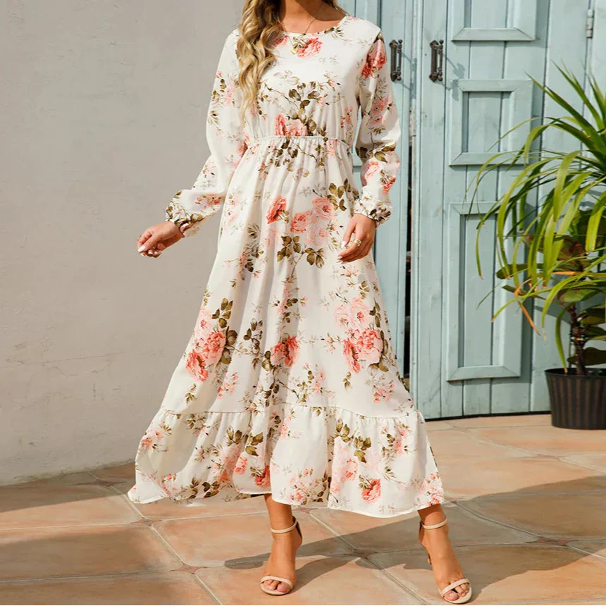 Women's Floral Long Sleeve Maxi Dress
