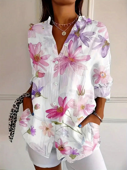 Vibrant Women's Blouse with Fun Floral Pattern