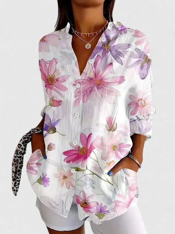 Vibrant Floral Women's Blouse Shirt