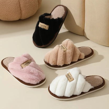 Women's Plush Slippers Soft Cushioned Indoor Slides - VibreMode