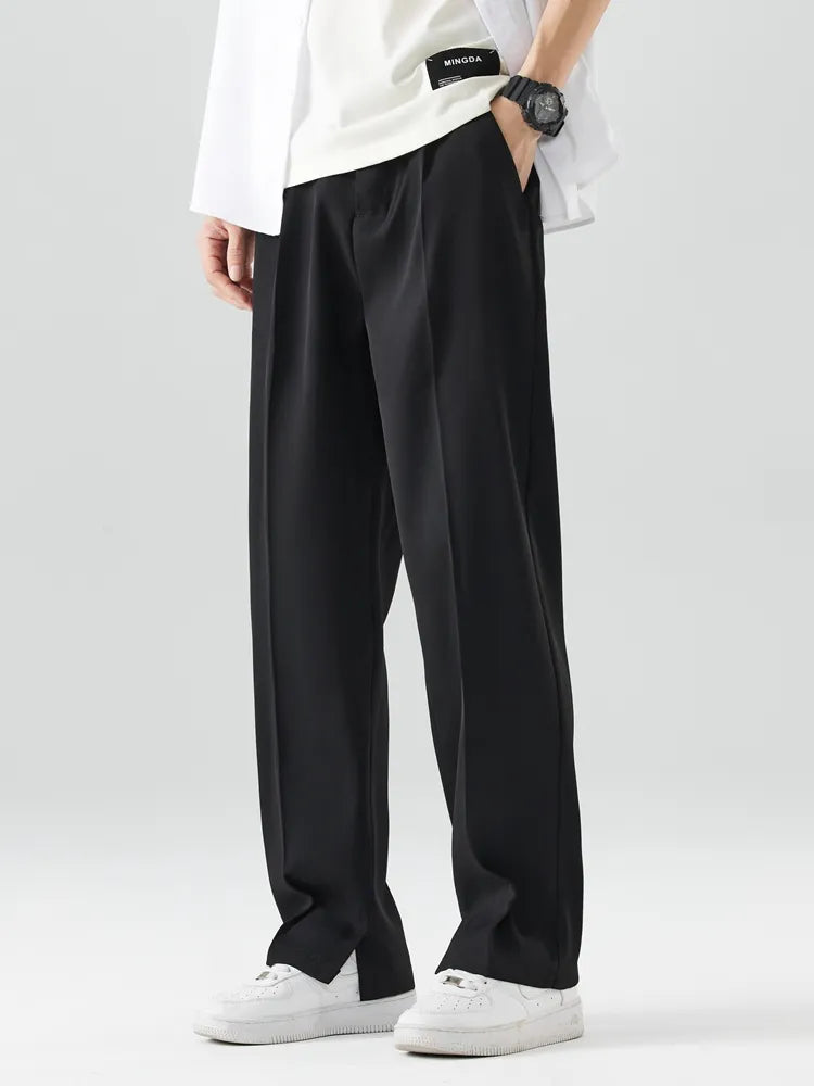 Men's Straight Leg Trousers Relaxed Fit Soft Fabric Full Length
