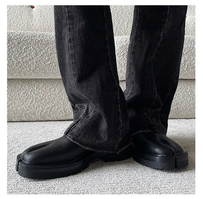 Men's Leather Tabi Loafers Black