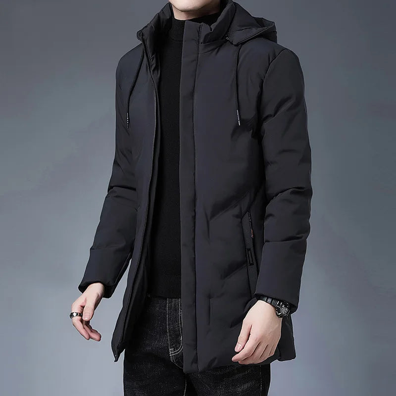 Men's Hooded Parkas Jacket Thick Winter Windbreaker Coat