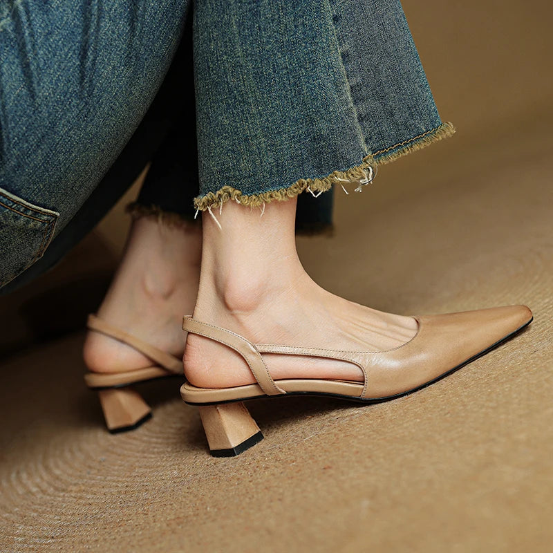 Real Leather High Heel Shoes