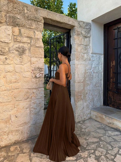 Irene Women's Pleated Maxi Dress Elegant