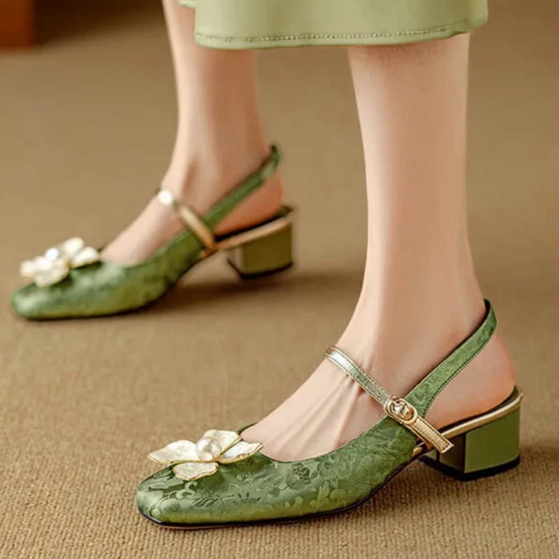 Elegant Low Heel Slingback Shoes