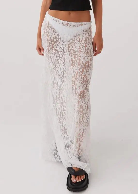 Women's Sheer Lace See Through Skirt