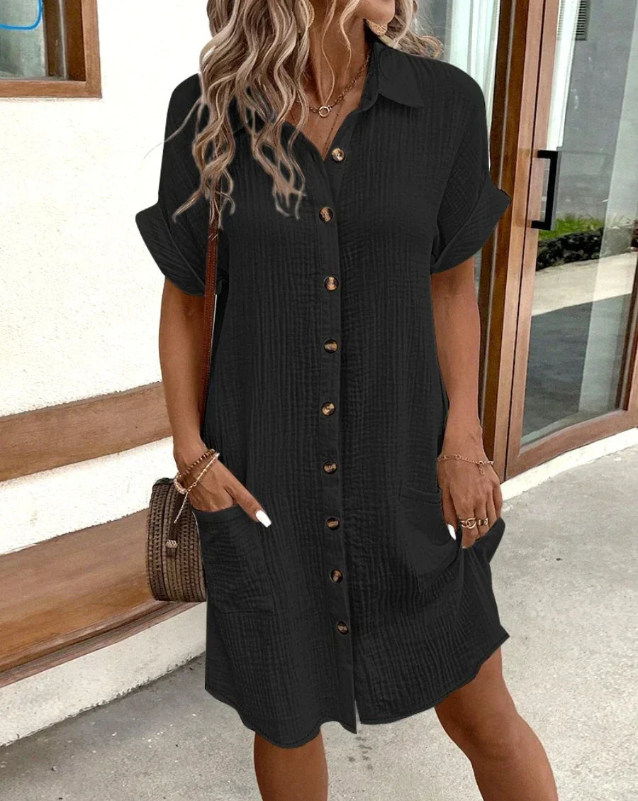 Relaxed Fit Casual Mini Cotton Dress