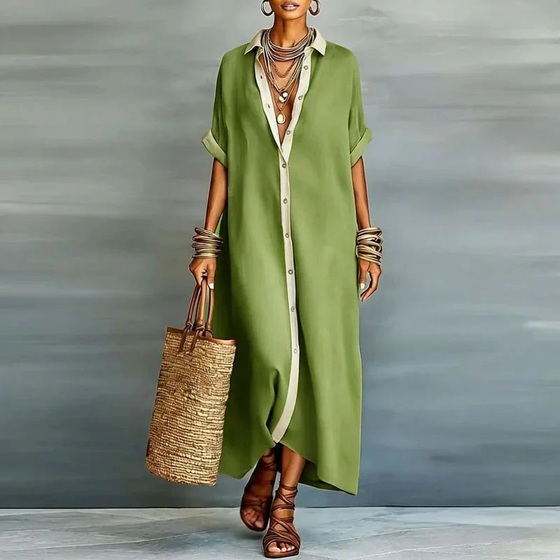 Women's Linen Sundress Long Shirt Style