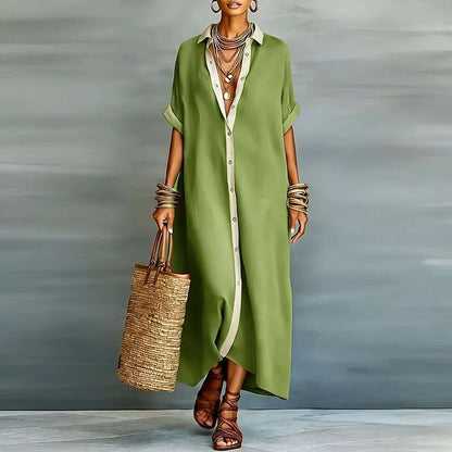 Women's Linen Sundress Long Shirt Style