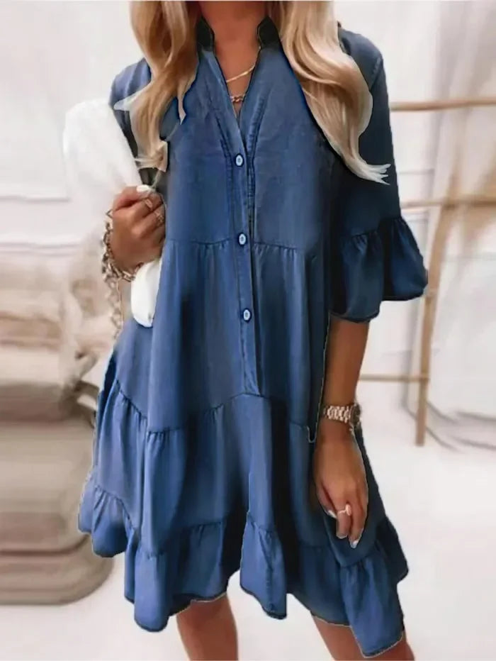Women's Cute Ruffled Button Down Sundress