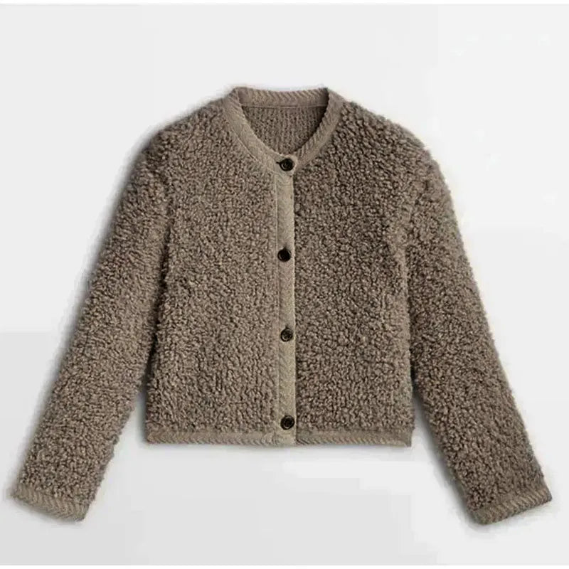 Women's Teddy Fleece Jacket Soft Button Front Casual