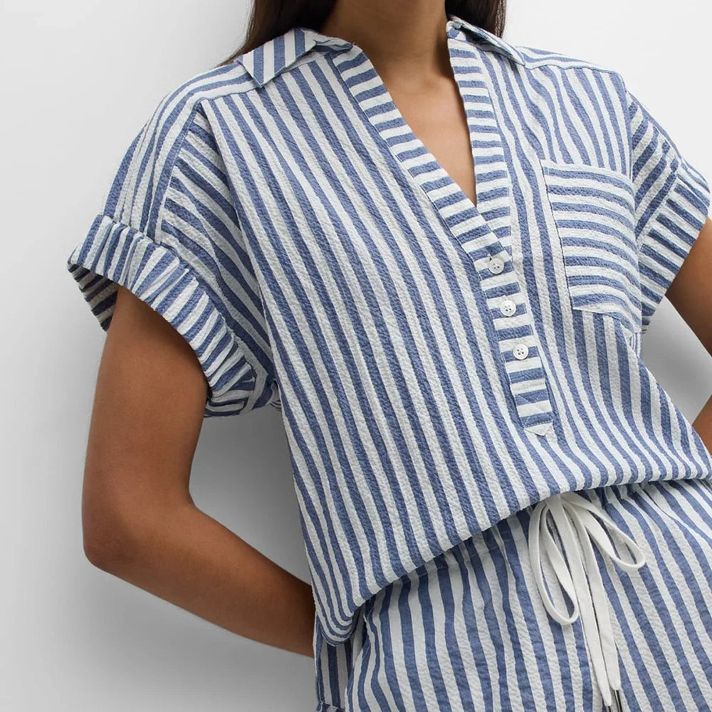 Alba Women's Striped Cotton Lounge Set