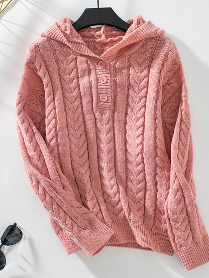 Women's Knit Button Hoodie