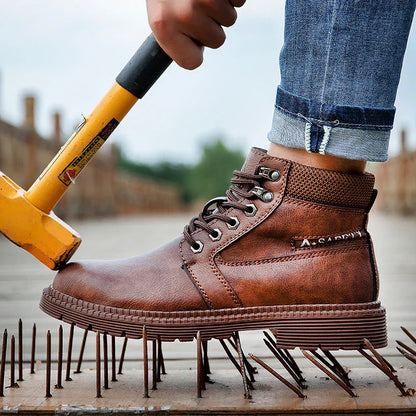 Men's Steel Toe Work Boots Waterproof Slip-Resistant