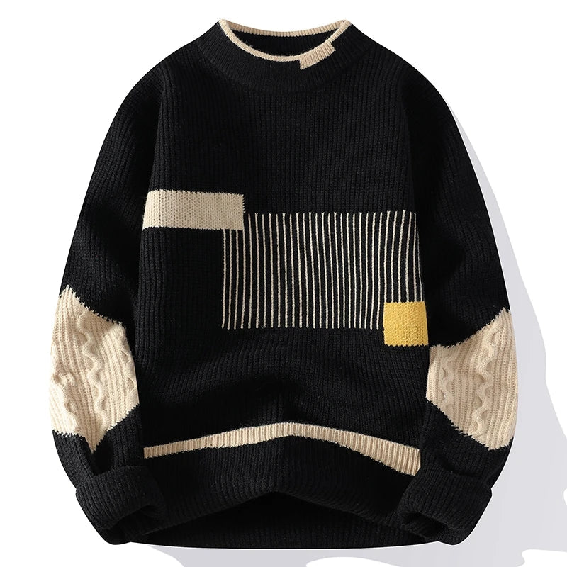 Men's Color Block Crew Neck Sweater