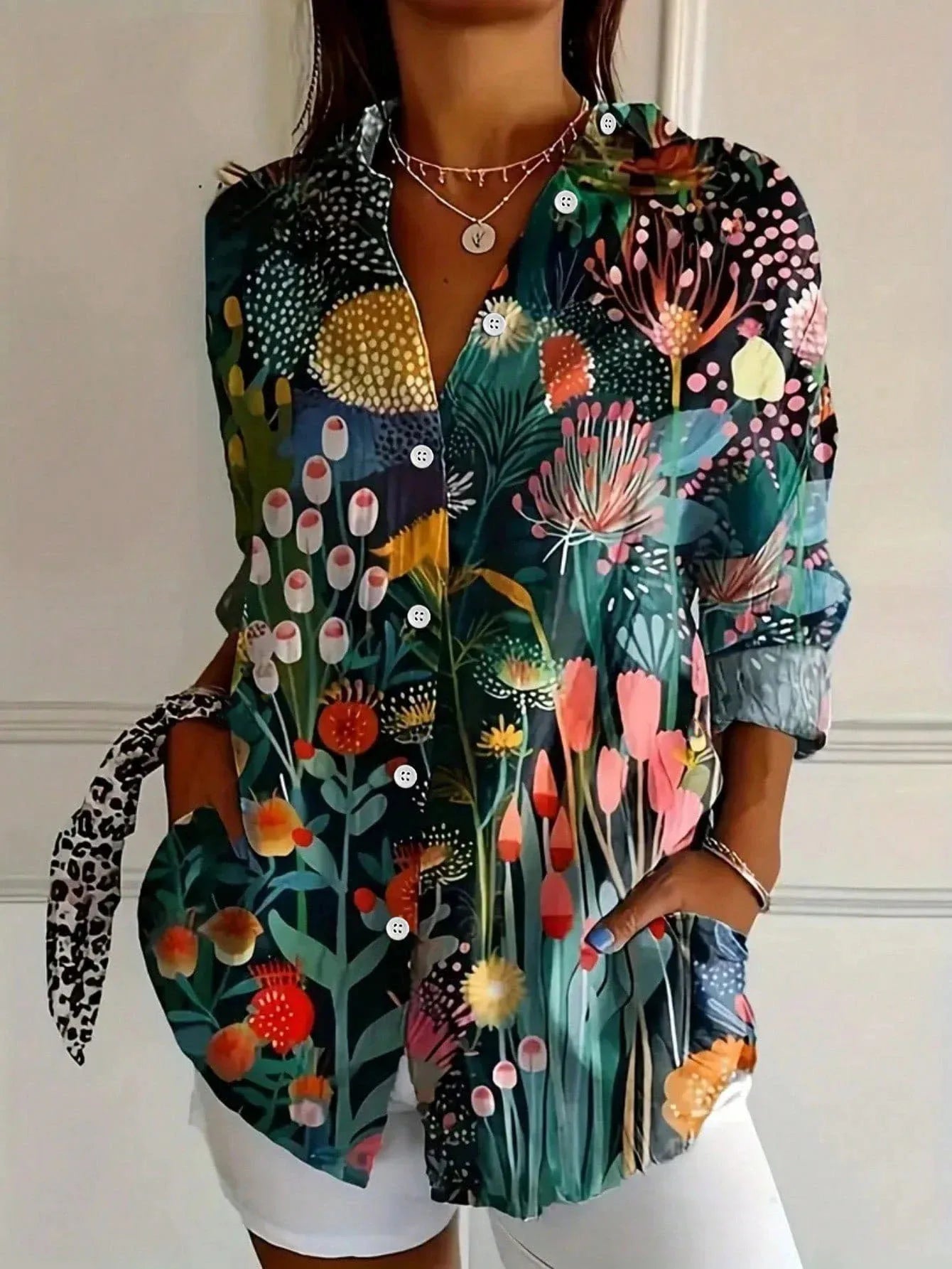 Vibrant Women's Blouse with Fun Floral Pattern