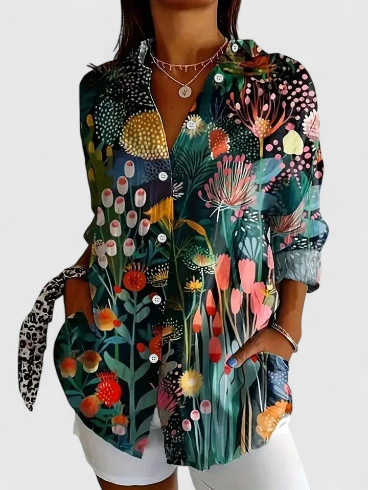 Vibrant Floral Women's Blouse Shirt