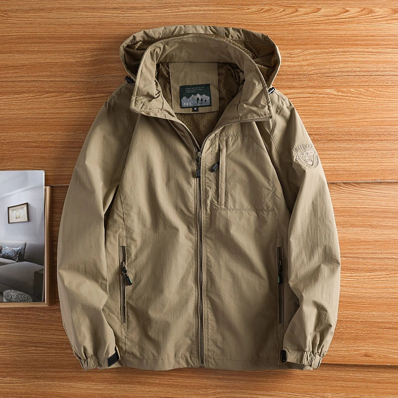 Men's Hip-Length Hiking Jacket Full-Zip Waterproof - VibreMode