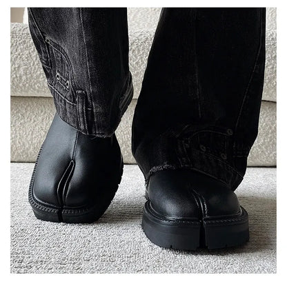 Men's Leather Tabi Loafers Black