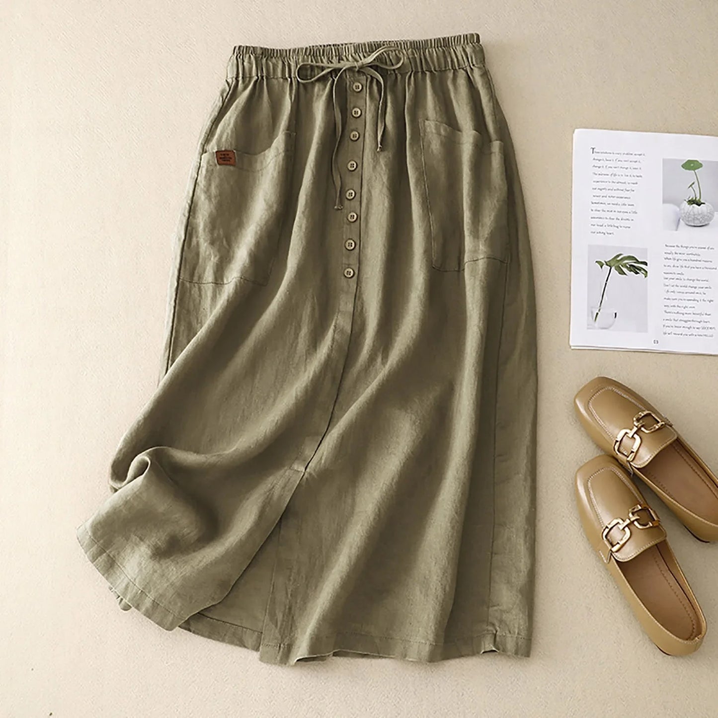 Women's A-Line Linen Skirt