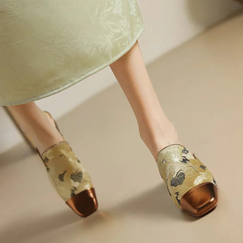 Women's Floral Embossed Mules