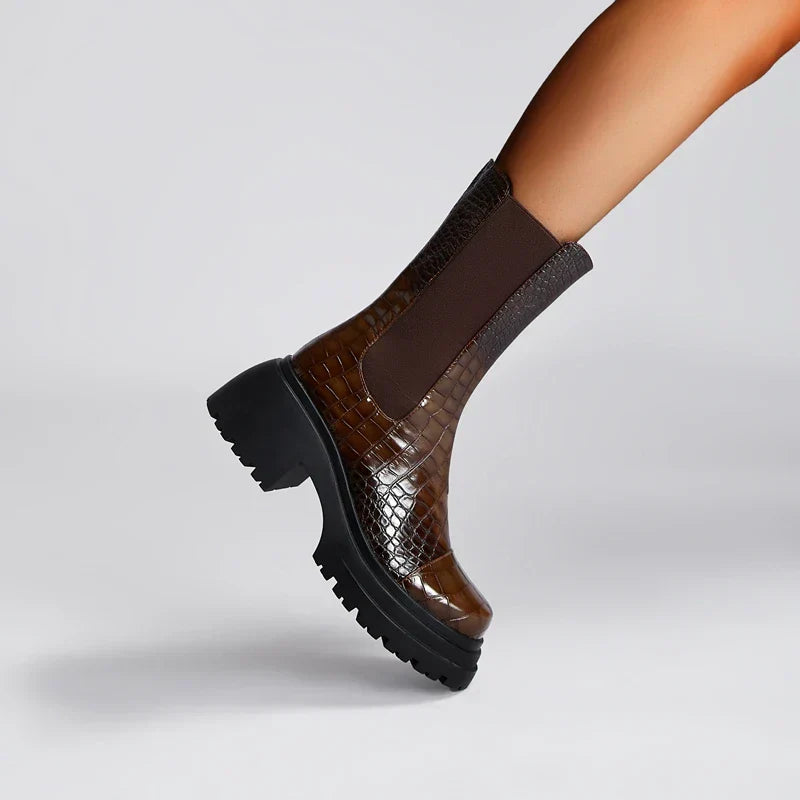 Women's Elastic Panel Boots Textured Upper