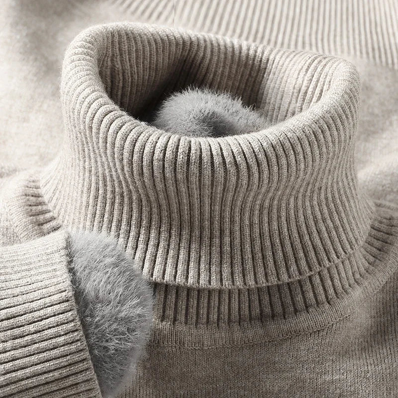 Men's Turtleneck Sweater Ribbed Hem