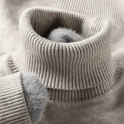 Men's Turtleneck Sweater Ribbed Hem