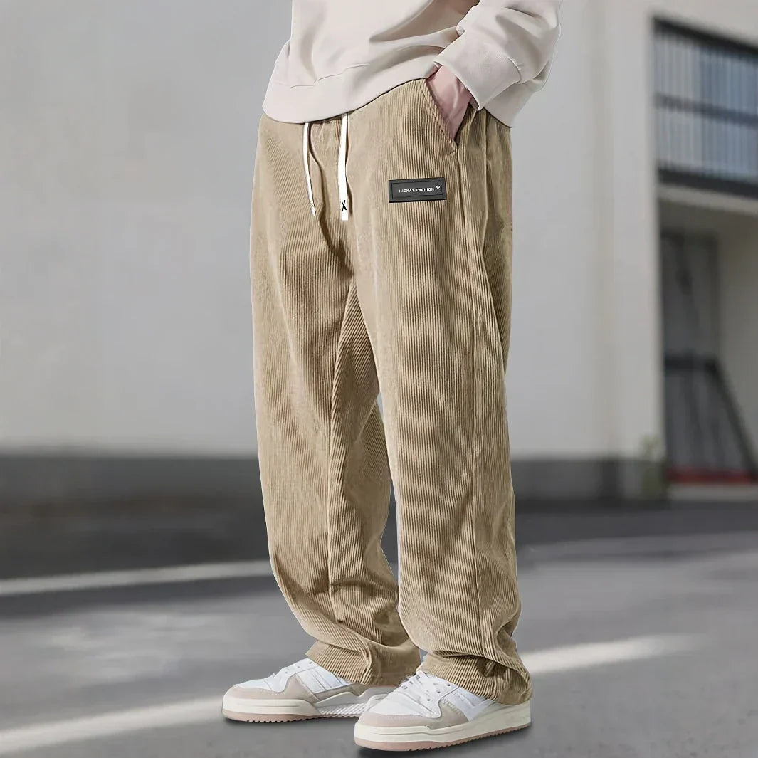 Men's Wide Leg Lounge Pants Ribbed Texture