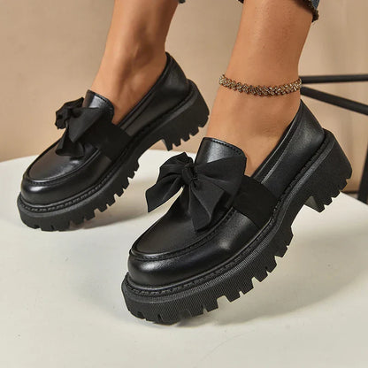 Comfortable Ladies Bow Detail Loafers Shoes