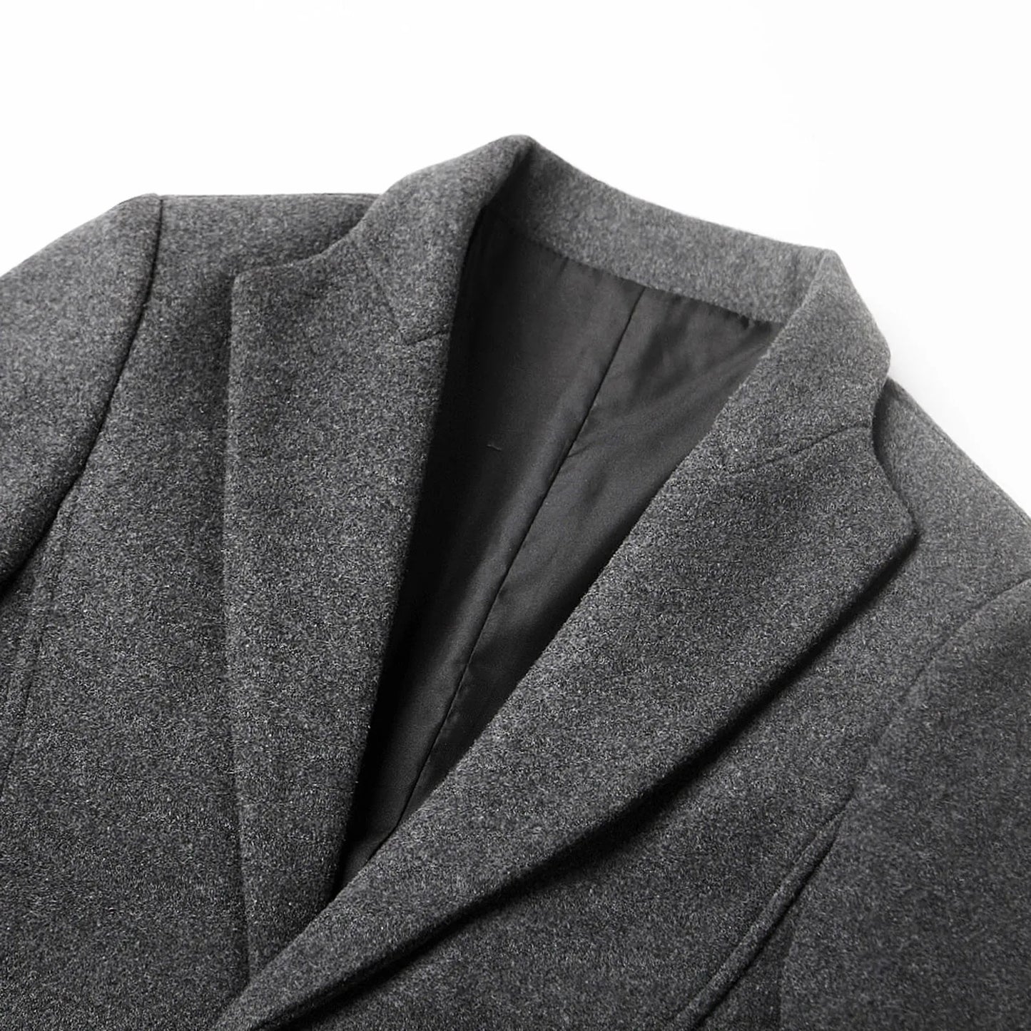 Men's Slim Fit Long Coat Classic Lapel Design